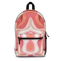 Backpack Work/school/leisure - Waterproof, Boho Pink And White Contemporary Art Lined Pattern - 7DAY'S