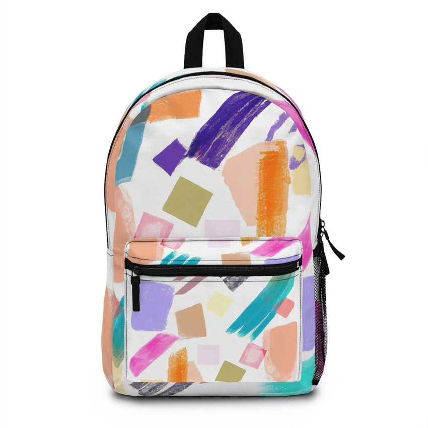 Backpack Work/school/leisure - Waterproof, Multicolor Pastel Geometric Brush Stroke Pattern - 7DAY'S