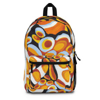 Backpack Work/school/leisure - Waterproof, Orange Black White Geometric Print Pattern - 7DAY'S