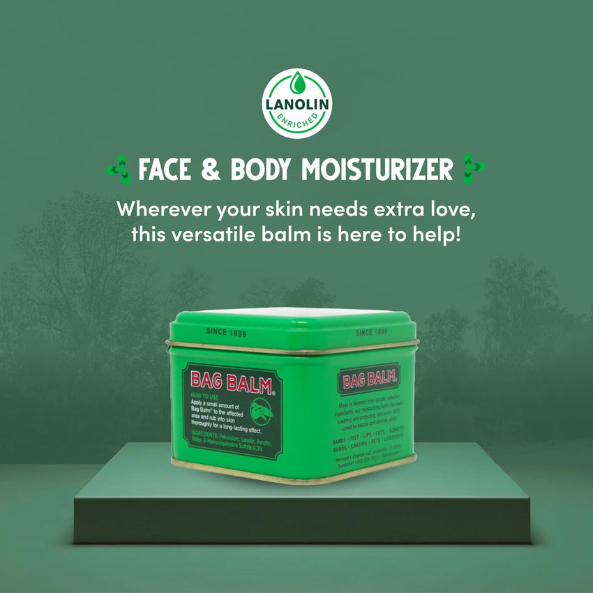 Bag Balm Vermont's Original Skin Moisturizer - Full Body Hydrating Skin Care: Dry Hands, Lips, Face, Feet & More - Unscented, Cruelty & Paraben Free - Day & Night, Men & Women (4oz Tin, Made in USA) - 7DAY'S