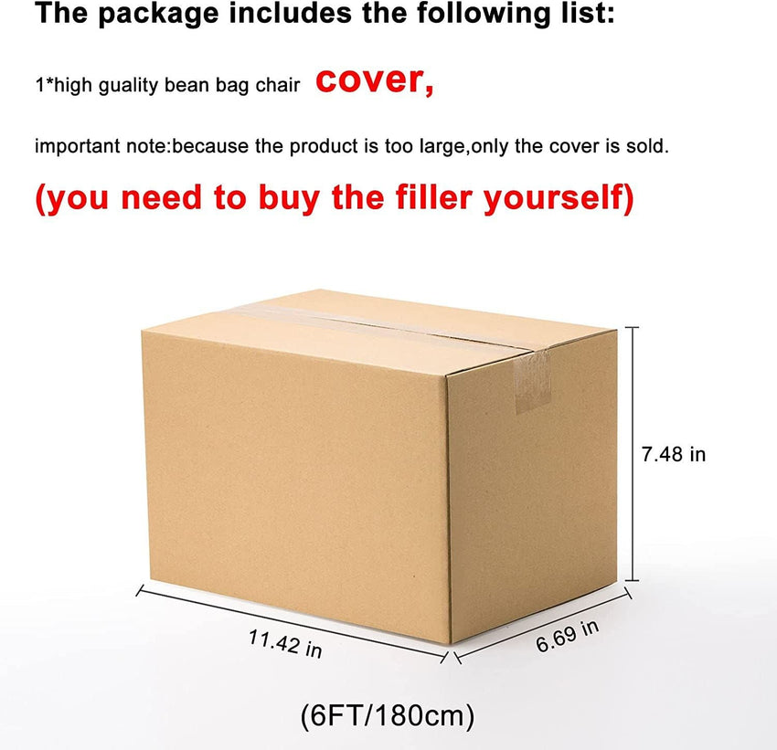 Bag Chair Cover(it was only a Cover; not a Full Bean Bag) Chair Cushion; Big Round Soft Fluffy PV Velvet Sofa Bed Cover; Living Room Furniture; Lazy Sofa Bed Cover; 5ft Light Grey - 7DAY'S