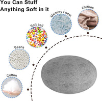 Bag Chair Cover(it was only a Cover; not a Full Bean Bag) Chair Cushion; Big Round Soft Fluffy PV Velvet Sofa Bed Cover; Living Room Furniture; Lazy Sofa Bed Cover; 5ft Light Grey - 7DAY'S