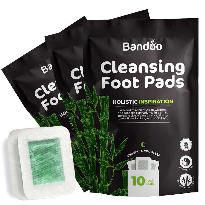 Bandoo Original Deep Cleansing Foot Pads | Rana Pads | Premium Natural Bamboo Foot Pads | Japanese Pads | Cleanse, Moisturize & Energize | for Men & Women | 10 Pads - 7DAY'S
