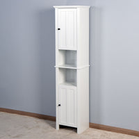 Bathroom Floor Storage Cabinet with 2 Doors Living Room Wooden Cabinet with 6 Shelves 15.75 x 11.81 x 66.93 inch - 7DAY'S