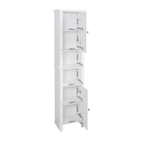 Bathroom Floor Storage Cabinet with 2 Doors Living Room Wooden Cabinet with 6 Shelves 15.75 x 11.81 x 66.93 inch - 7DAY'S