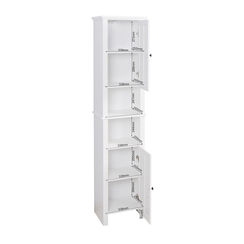 Bathroom Floor Storage Cabinet with 2 Doors Living Room Wooden Cabinet with 6 Shelves 15.75 x 11.81 x 66.93 inch - 7DAY'S