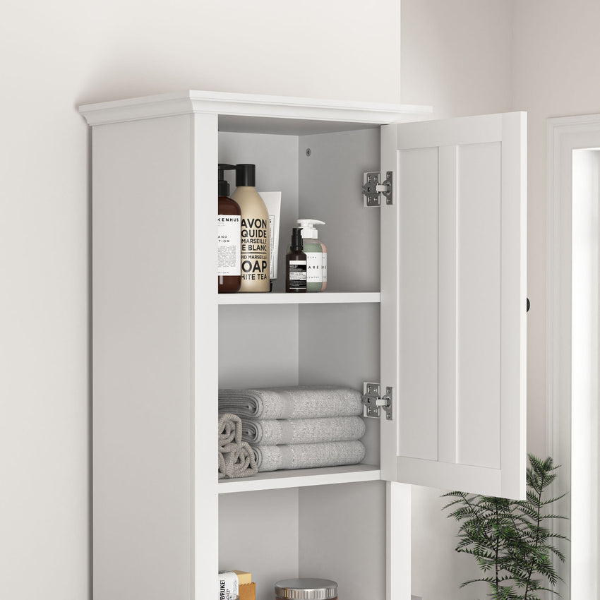 Bathroom Floor Storage Cabinet with 2 Doors Living Room Wooden Cabinet with 6 Shelves 15.75 x 11.81 x 66.93 inch - 7DAY'S