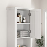 Bathroom Floor Storage Cabinet with 2 Doors Living Room Wooden Cabinet with 6 Shelves 15.75 x 11.81 x 66.93 inch - 7DAY'S