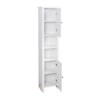 Bathroom Floor Storage Cabinet with 2 Doors Living Room Wooden Cabinet with 6 Shelves 15.75 x 11.81 x 66.93 inch - 7DAY'S
