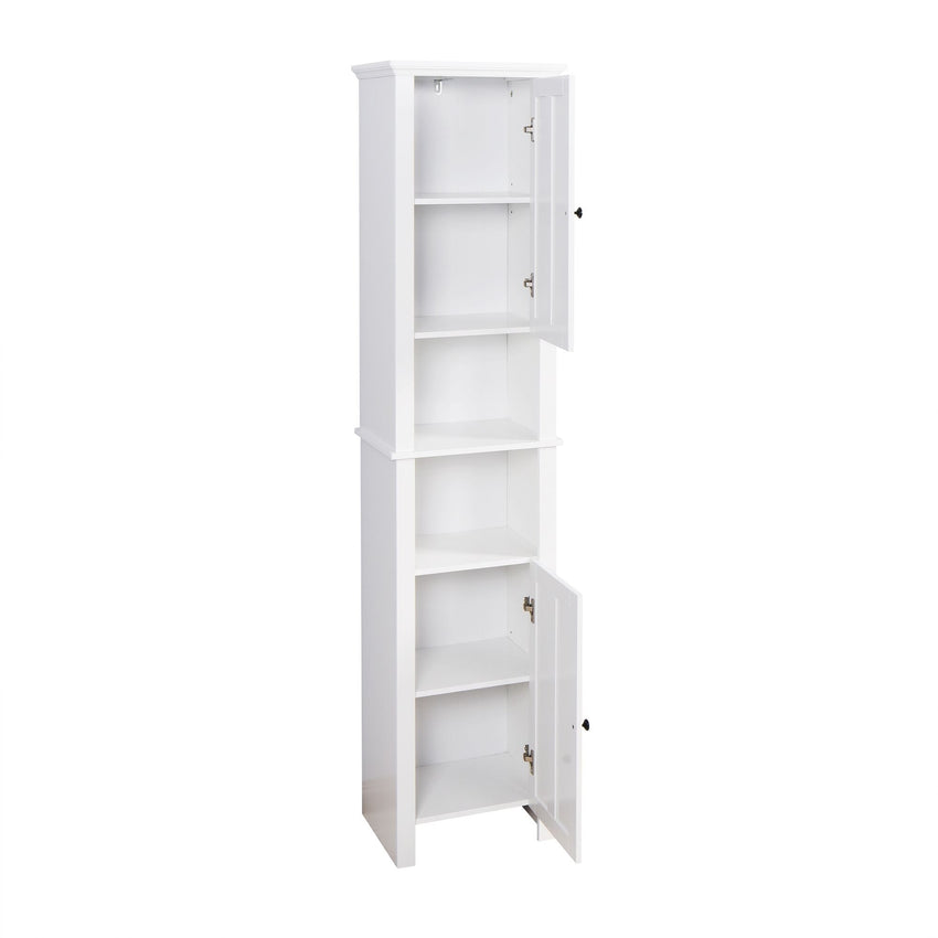 Bathroom Floor Storage Cabinet with 2 Doors Living Room Wooden Cabinet with 6 Shelves 15.75 x 11.81 x 66.93 inch - 7DAY'S