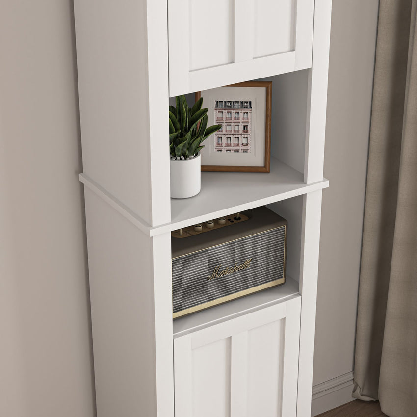 Bathroom Floor Storage Cabinet with 2 Doors Living Room Wooden Cabinet with 6 Shelves 15.75 x 11.81 x 66.93 inch - 7DAY'S
