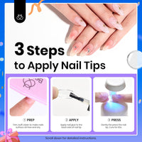 beetles Gel Polish 9 In 1 Gel Nail Glue for Clear Acrylic Nail Tips 2 Pcs 15ml Long Lasting Nail Gel Kit for False Nails Tips, Base Blooming Nail Gel, U V Light Required - 7DAY'S
