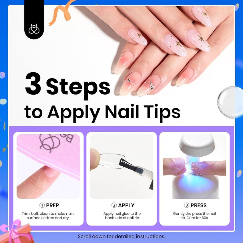 beetles Gel Polish 9 In 1 Gel Nail Glue for Clear Acrylic Nail Tips 2 Pcs 15ml Long Lasting Nail Gel Kit for False Nails Tips, Base Blooming Nail Gel, U V Light Required - 7DAY'S