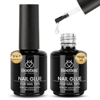 beetles Gel Polish 9 In 1 Gel Nail Glue for Clear Acrylic Nail Tips 2 Pcs 15ml Long Lasting Nail Gel Kit for False Nails Tips, Base Blooming Nail Gel, U V Light Required - 7DAY'S
