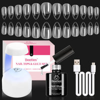 beetles Gel Polish 9 In 1 Gel Nail Glue for Clear Acrylic Nail Tips 2 Pcs 15ml Long Lasting Nail Gel Kit for False Nails Tips, Base Blooming Nail Gel, U V Light Required - 7DAY'S