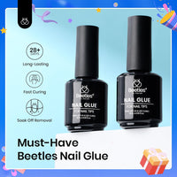 beetles Gel Polish 9 In 1 Gel Nail Glue for Clear Acrylic Nail Tips 2 Pcs 15ml Long Lasting Nail Gel Kit for False Nails Tips, Base Blooming Nail Gel, U V Light Required - 7DAY'S