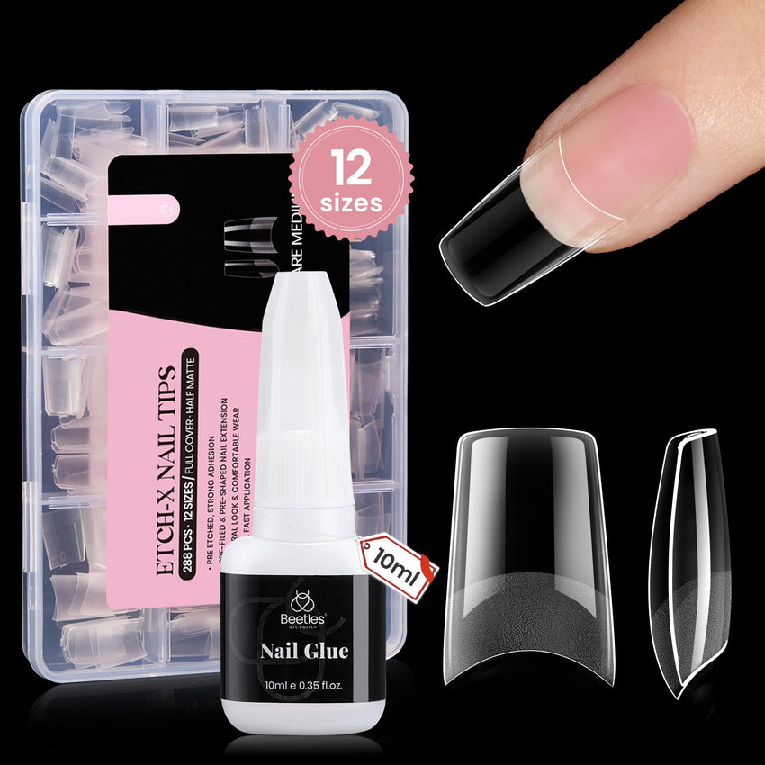beetles Gel Polish 9 In 1 Gel Nail Glue for Clear Acrylic Nail Tips 2 Pcs 15ml Long Lasting Nail Gel Kit for False Nails Tips, Base Blooming Nail Gel, U V Light Required - 7DAY'S