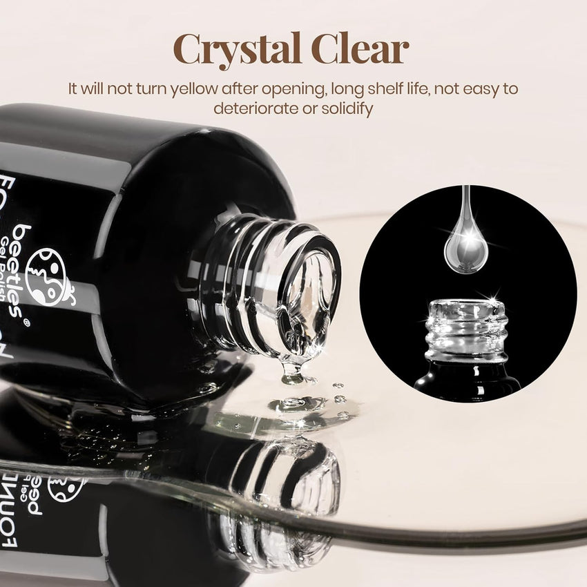 beetles Gel Polish No Wipe Gel Top Coat - Clear Color Top Coat Gel Nail Polish Shine Finish and Long Lasting, Soak Off Nail Lamp, 15ml Gift for Girls - 7DAY'S