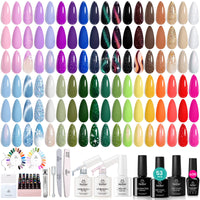 beetles Gel Polish Set Fall Gel Nail Polish Kit 36 Pcs 32 Colors with Base Top Coat Burgundy Red Blue Purple Hot Pink Green Black White Uv LED Lamp Nails Gifts for Women Fingertip Palette - 7DAY'S