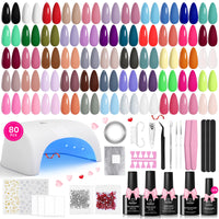 beetles Gel Polish Set Fall Gel Nail Polish Kit 36 Pcs 32 Colors with Base Top Coat Burgundy Red Blue Purple Hot Pink Green Black White Uv LED Lamp Nails Gifts for Women Fingertip Palette - 7DAY'S
