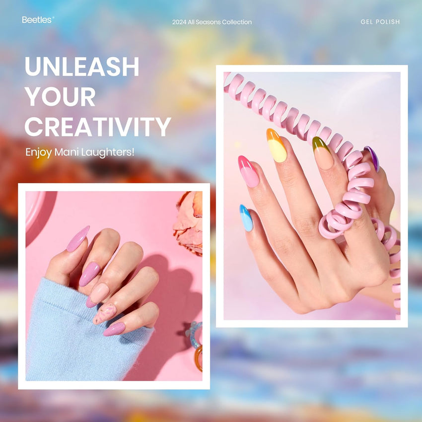 beetles Gel Polish Set Fall Gel Nail Polish Kit 36 Pcs 32 Colors with Base Top Coat Burgundy Red Blue Purple Hot Pink Green Black White Uv LED Lamp Nails Gifts for Women Fingertip Palette - 7DAY'S