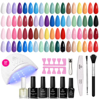 beetles Gel Polish Set Fall Gel Nail Polish Kit 36 Pcs 32 Colors with Base Top Coat Burgundy Red Blue Purple Hot Pink Green Black White Uv LED Lamp Nails Gifts for Women Fingertip Palette - 7DAY'S