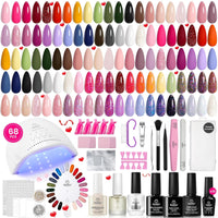 beetles Gel Polish Set Fall Gel Nail Polish Kit 36 Pcs 32 Colors with Base Top Coat Burgundy Red Blue Purple Hot Pink Green Black White Uv LED Lamp Nails Gifts for Women Fingertip Palette - 7DAY'S