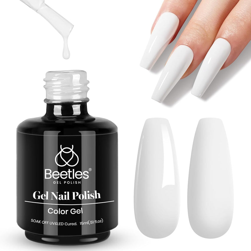 Beetles White Gel Nail Polish,15ml Summer Soak Off UV Gel Polish French Nail Art Manicure Salon DIY Design at Home Gift for Woman - 7DAY'S