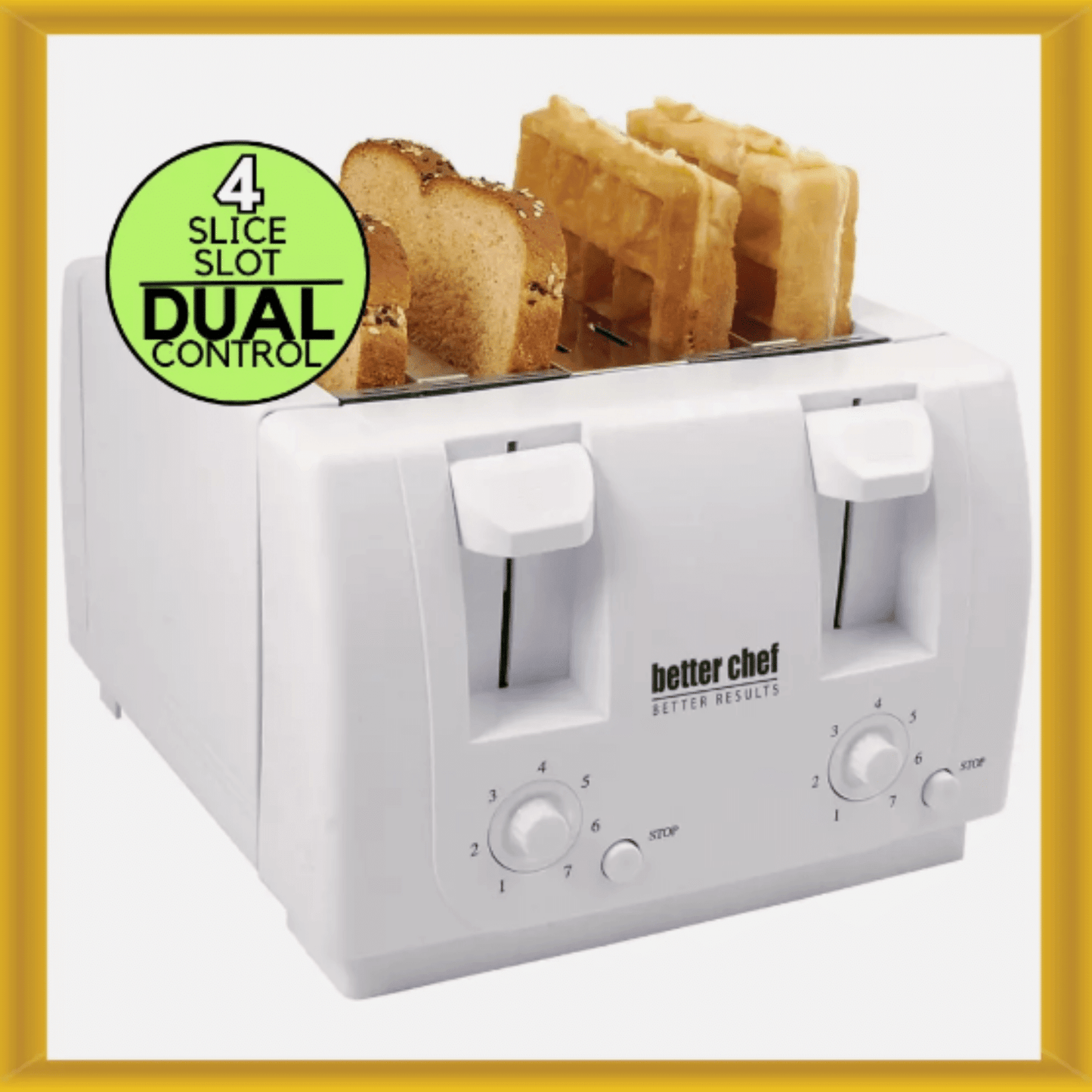 Better Chef Wide Slot 4 - Slice Dual Control Toaster - 7DAY'S