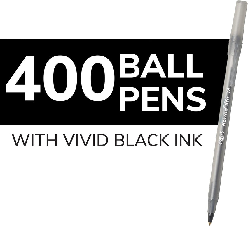 BIC Round Stic Xtra Life Ballpoint Pen, Ultra Long Lasting and Consistent Ink Flow, 60 - Count in Black Ink - 7DAY'S