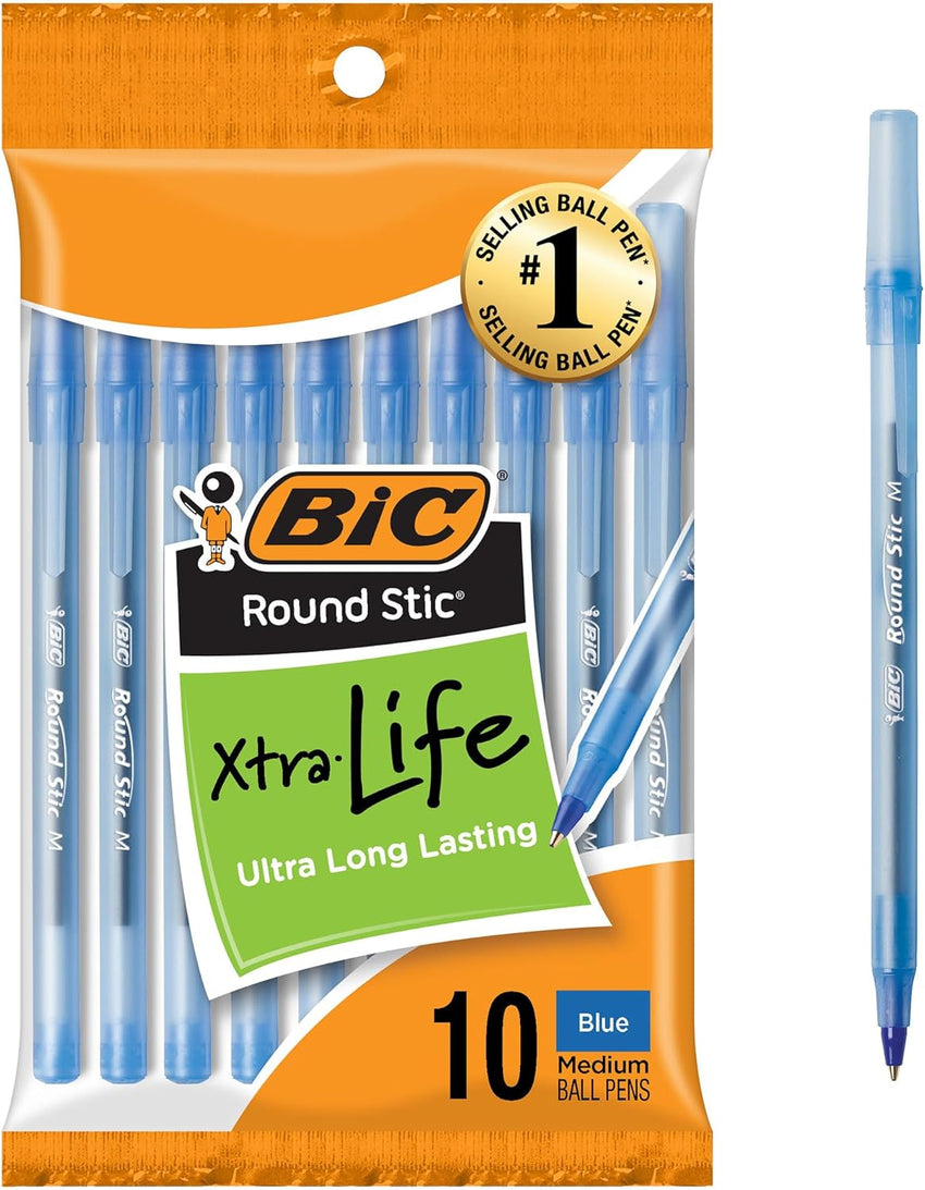 BIC Round Stic Xtra Life Ballpoint Pen, Ultra Long Lasting and Consistent Ink Flow, 60 - Count in Black Ink - 7DAY'S