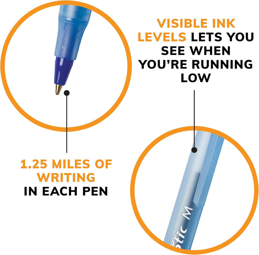 BIC Round Stic Xtra Life Ballpoint Pen, Ultra Long Lasting and Consistent Ink Flow, 60 - Count in Black Ink - 7DAY'S