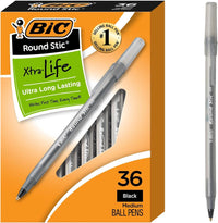 BIC Round Stic Xtra Life Ballpoint Pen, Ultra Long Lasting and Consistent Ink Flow, 60 - Count in Black Ink - 7DAY'S