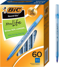 BIC Round Stic Xtra Life Ballpoint Pen, Ultra Long Lasting and Consistent Ink Flow, 60 - Count in Black Ink - 7DAY'S
