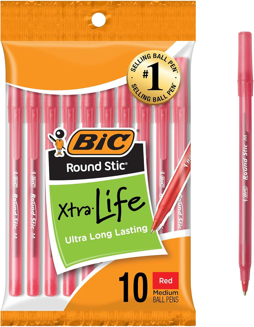 BIC Round Stic Xtra Life Ballpoint Pen, Ultra Long Lasting and Consistent Ink Flow, 60 - Count in Black Ink - 7DAY'S