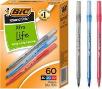 BIC Round Stic Xtra Life Ballpoint Pen, Ultra Long Lasting and Consistent Ink Flow, 60 - Count in Black Ink - 7DAY'S