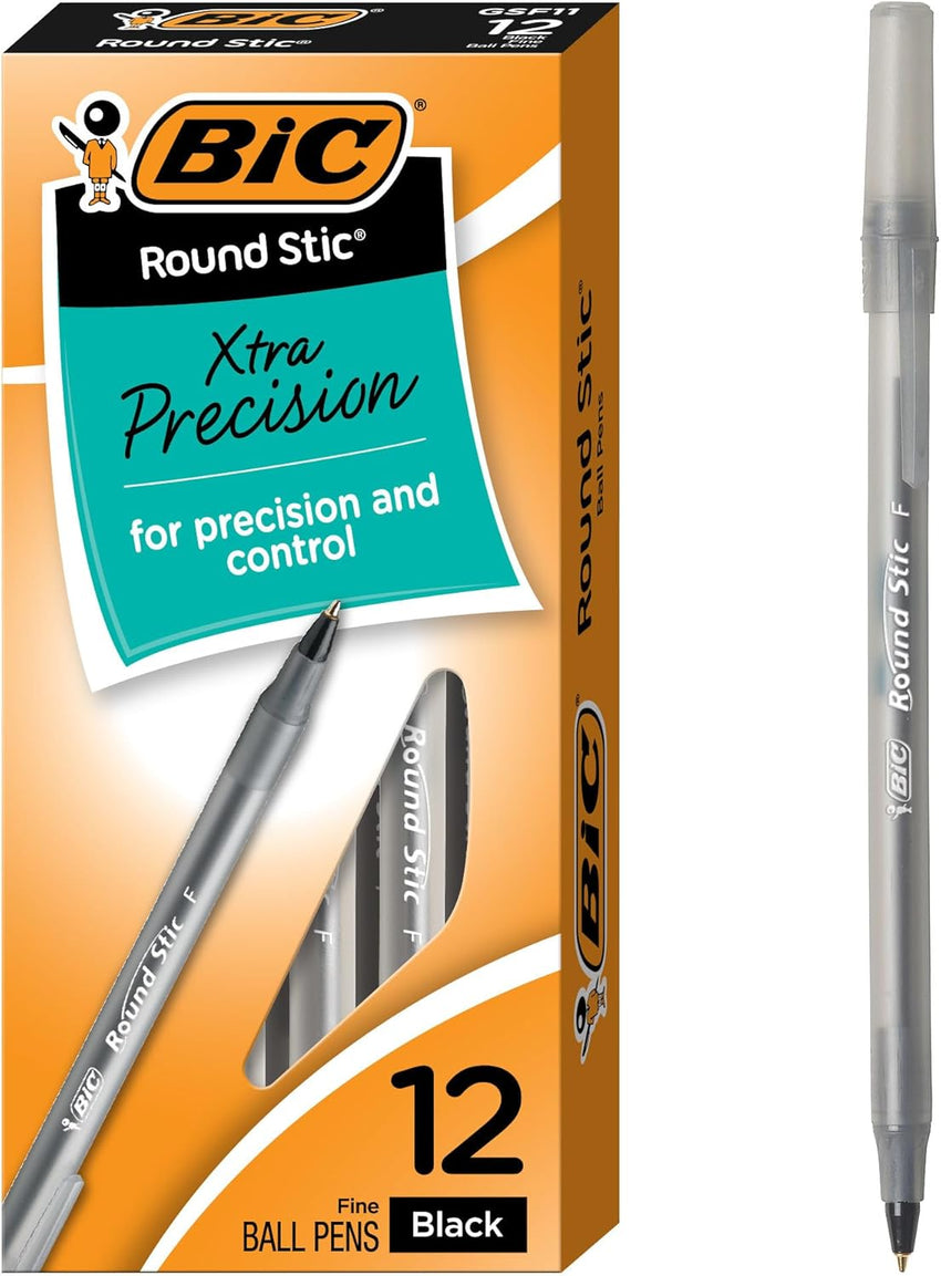 BIC Round Stic Xtra Life Ballpoint Pen, Ultra Long Lasting and Consistent Ink Flow, 60 - Count in Black Ink - 7DAY'S