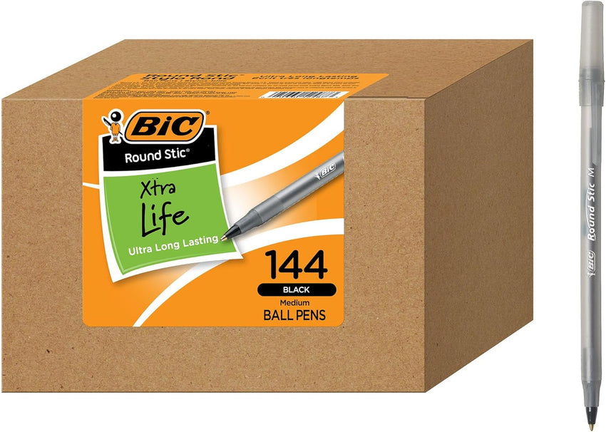 BIC Round Stic Xtra Life Ballpoint Pen, Ultra Long Lasting and Consistent Ink Flow, 60 - Count in Black Ink - 7DAY'S