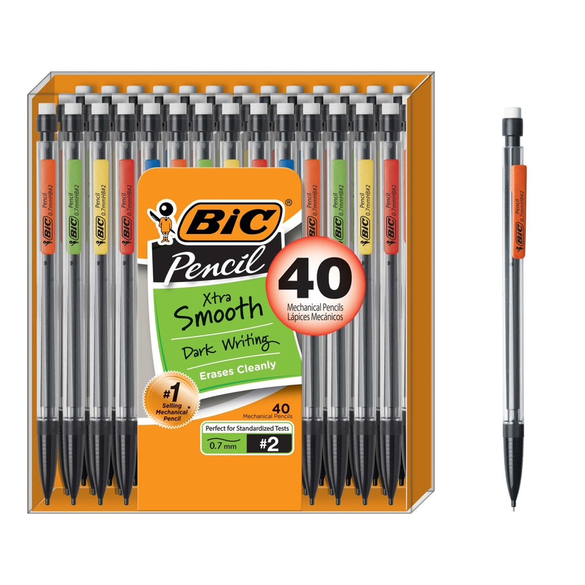 BIC Xtra Smooth Mechanical Pencil with 0.7 mm Medium Point, Refillable and Retractable, 40 - Count Pack - 7DAY'S