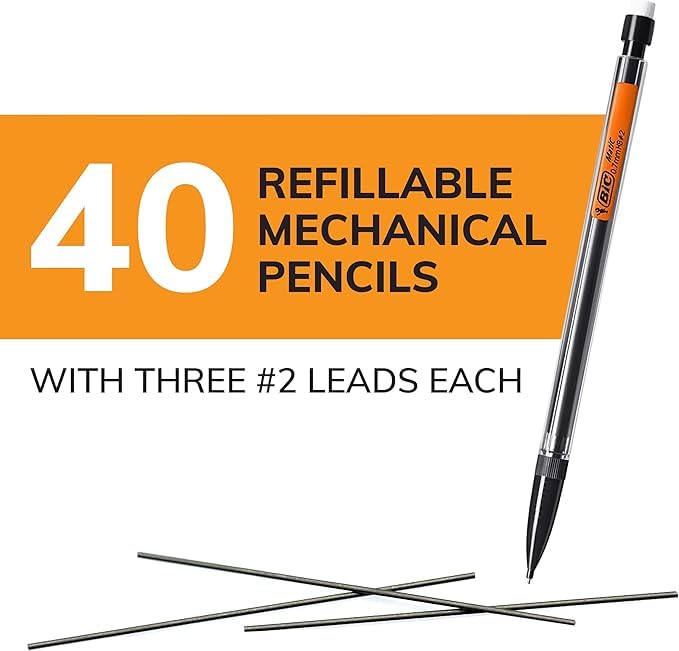 BIC Xtra Smooth Mechanical Pencil with 0.7 mm Medium Point, Refillable and Retractable, 40 - Count Pack - 7DAY'S