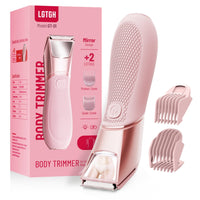 Bikini Trimmer for Women: Mirror Electric Shaver for Body Pubic Hair with LED Light, IPX7 Waterproof Portable Lady Facial Razor with Ceramic Blade,Rechargeable Body Groomer for Leg,Arm,Underarm - 7DAY'S