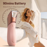 Bikini Trimmer for Women: Mirror Electric Shaver for Body Pubic Hair with LED Light, IPX7 Waterproof Portable Lady Facial Razor with Ceramic Blade,Rechargeable Body Groomer for Leg,Arm,Underarm - 7DAY'S