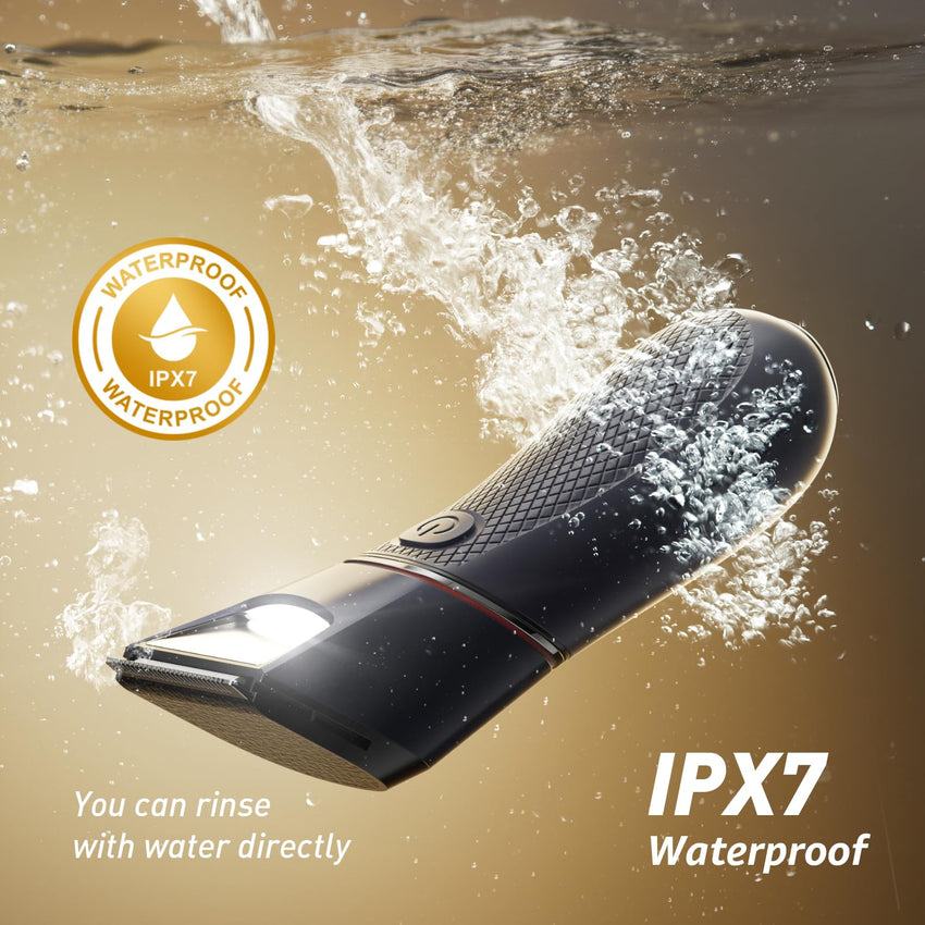 Bikini Trimmer for Women: Mirror Electric Shaver for Body Pubic Hair with LED Light, IPX7 Waterproof Portable Lady Facial Razor with Ceramic Blade,Rechargeable Body Groomer for Leg,Arm,Underarm - 7DAY'S