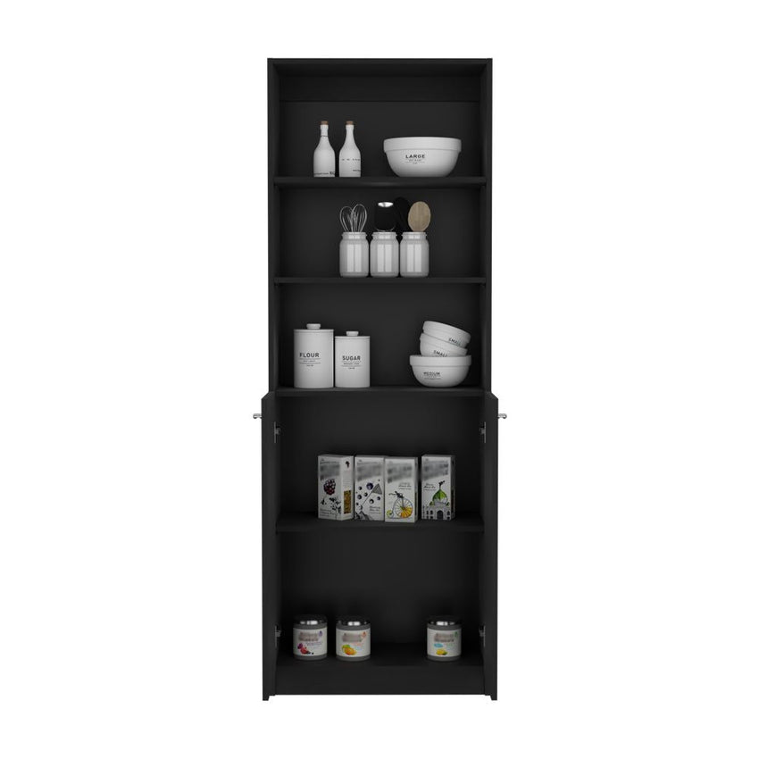 Bookcase Dual - Door Benzoni, Office, Black - 7DAY'S