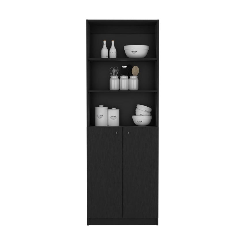 Bookcase Dual - Door Benzoni, Office, Black - 7DAY'S