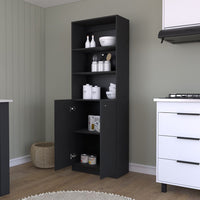 Bookcase Dual - Door Benzoni, Office, Black - 7DAY'S
