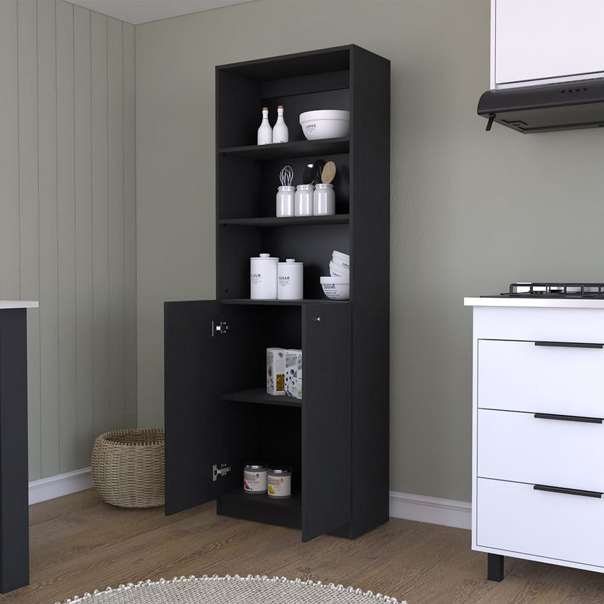 Bookcase Dual - Door Benzoni, Office, Black - 7DAY'S