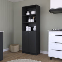 Bookcase Dual - Door Benzoni, Office, Black - 7DAY'S