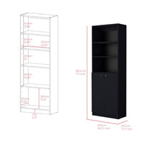 Bookcase Dual - Door Benzoni, Office, Black - 7DAY'S