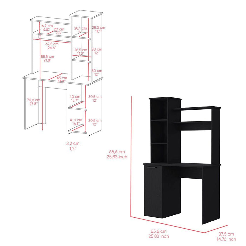 Bookcase XS Benzoni, Office, Black - 7DAY'S